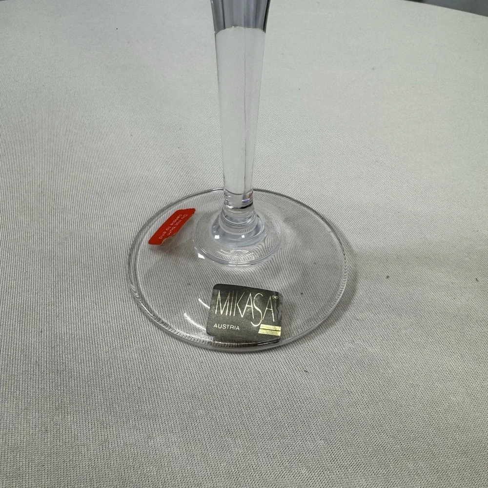 One (1) MIKASA Jamestown Crystal Candlestick Gold‎ Trim Single Candle Holders